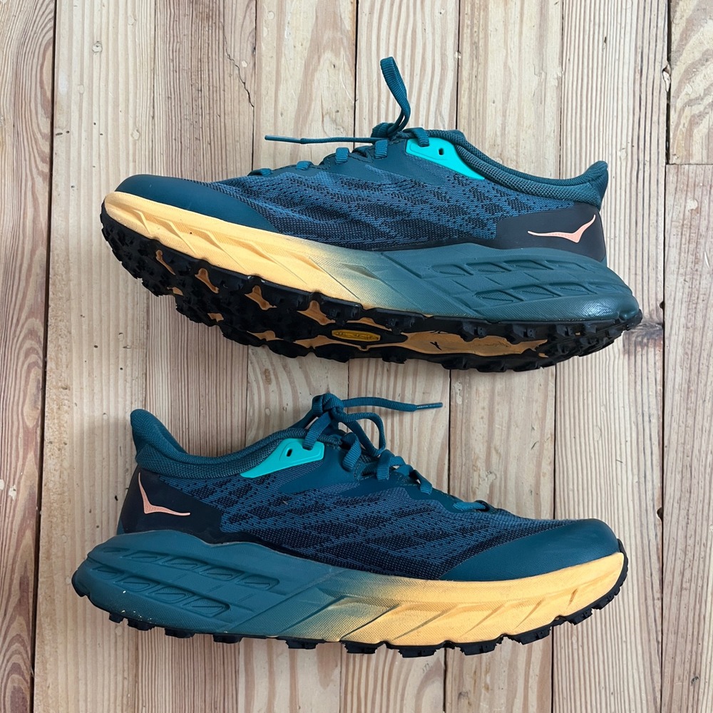 Hoka Speedgoat 5 GTX Womens 8.5 Teal Yellow Waterproof Trail Running Shoes - Picture 3 of 8